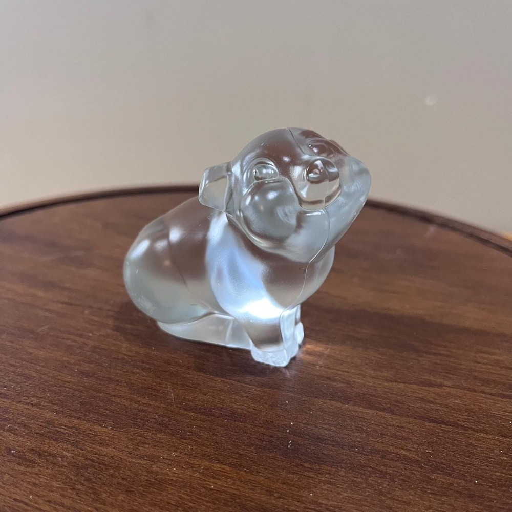 Vtg Fenton Frosted Satin Clear Glass Pig Figurine Art Glass Animal READ